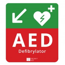  Tablica kierunkowa do oznaczania defibrylatora AED w Lewo w Dół