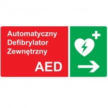 Tablica kierunkowa do oznaczania defibrylatora AED w Prawo